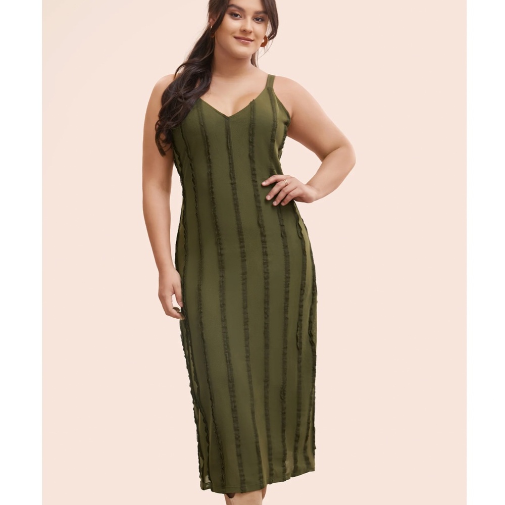 Olive Green Textured Dress size 12